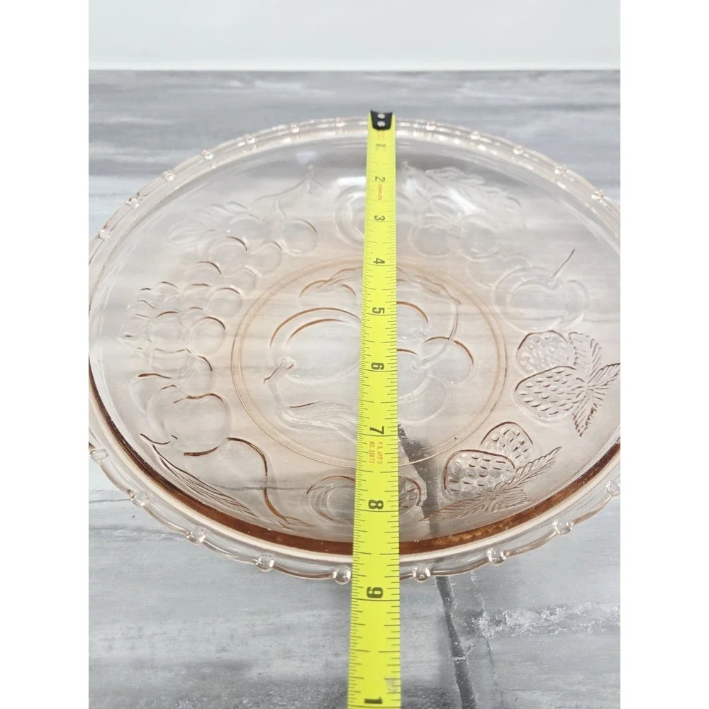 Vintage‎ Pink Glass Bowl KIG Indonesia Fruit Pattern Depression Glass